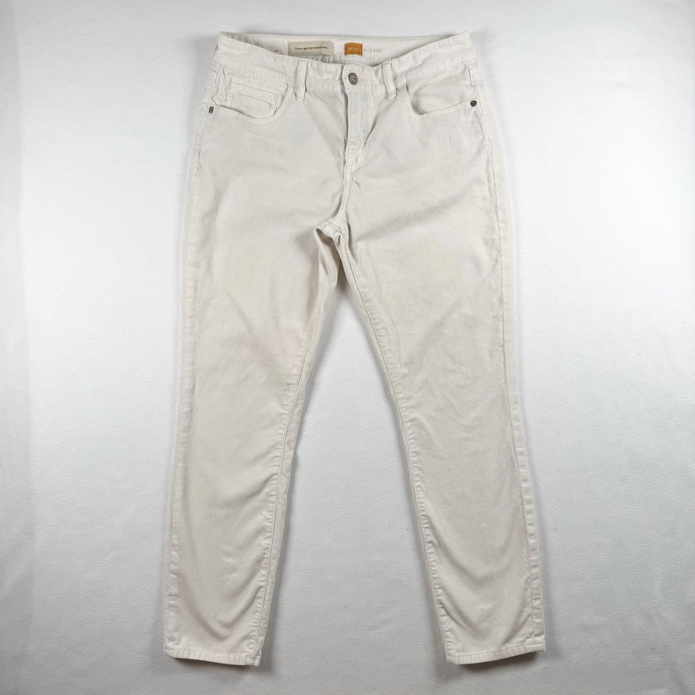 Pilcro and the Letterpress Stretch Cream Corduroy Slim Straight Pants Women's 30